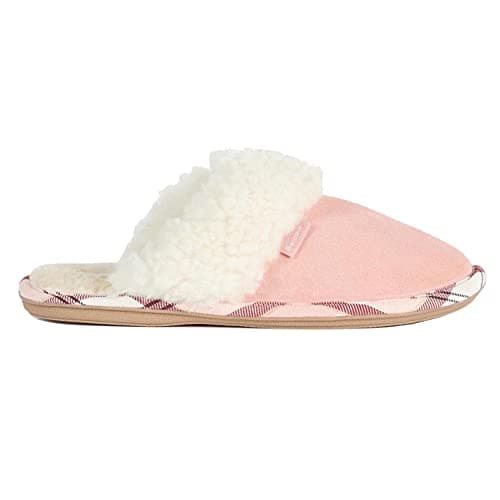 Image of Barbour Womens Lydia Mule Thick Faux Fur Suede Comfort Slippers - Pink Suede - 6
