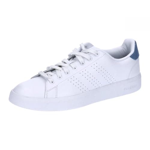 Image of adidas Men's Advantage Premium Leather Shoes, Cloud White/Cloud White/Crew Blue, 7.5 UK