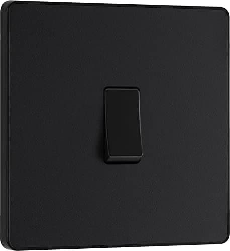 Image of BG Electrical Single Wall Light Switch, 2 Way, Screwless Front Plate, Round Edges, Evolve, Matt Black, 20A, 16AX, PCDMB12B