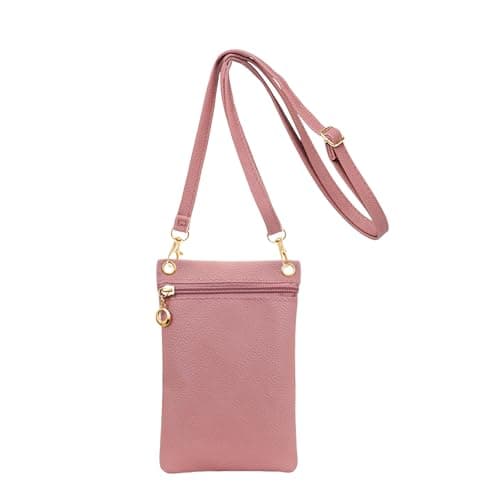 Image of Aucuu 7 inch Small Phone Bag, Crossbody Bag, Leather Cellphone Bags, Mini Shoulder Purse, Small Shoulder Bag with Adjustable Removable Strap & Multiple Compartments for Travel, Work, Shopping