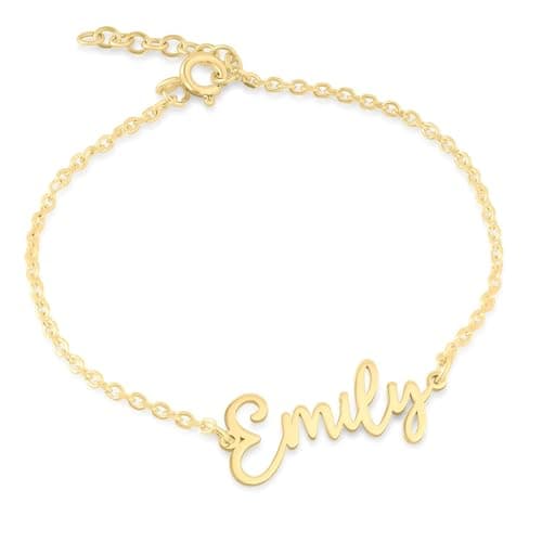 Image of Personalised 18K Gold Plated Name Bracelet - Solid 925 Sterling Silver - Custom Gift for Her - Handmade Charm Jewellery (18K Gold)