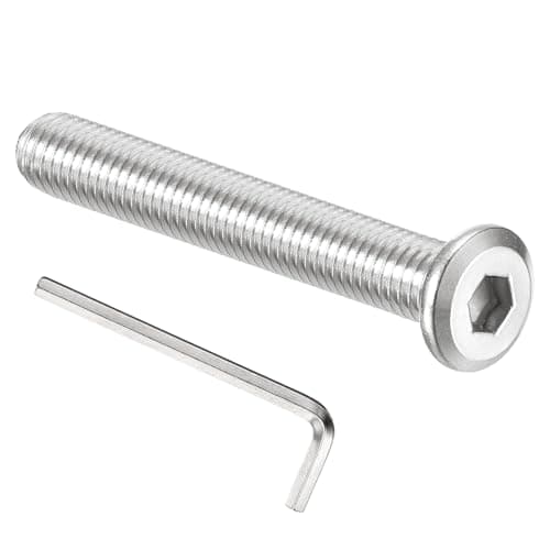 Image of PATIKIL M10x70mm Flat Head Hex Socket Cap Screws Bolts, 4PCS 304 Stainless Steel 18-8 Furniture Bolt with Hex Allen Wrench for Bed Chair Repairs Ship Assembly Mechanical Industry, Silver