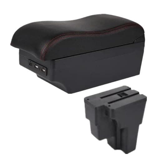 Image of CLVCCZTZGW For Kia For Rio 3 For Stonic 2015-2024 Armrest Box Armrest Box Europe South Storage Box Car Accessories(C1 Black red 7 USB)
