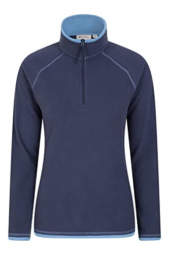 Image of Mountain Warehouse Montana Womens Microfleece - Breathable Ladies Sweater, Quick Drying Pullover, Warm Fleece Jacket, Half Zip - Spring Summer, Travelling Navy Women's Size 16
