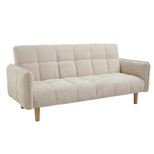 Image of Home Detail Julian Clic Clac Sofa Bed, Three Seater Fabric Upholstered in Chenille Fabric (Beige)