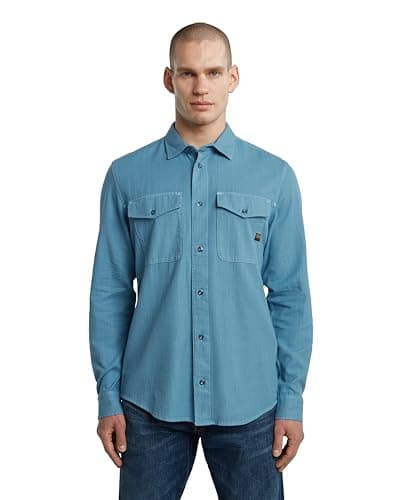 Image of G-Star Men's Navy Slim Long Sleeve Shirt, Blue (Niagara Gd D24963-d454-h055), M