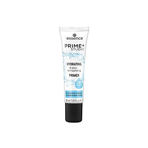 Image of Essence Prime + Studio Hydrating + Skin Refreshing Primer, Foundation with Hyaluronic + Aloe Vera, White, Refreshing, Primer, Skin-Smoothing, Natural, Vegan, Alcohol Free (30 ml)