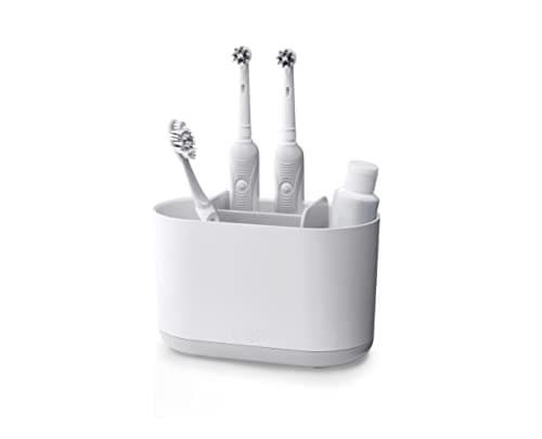 Image of Joseph Joseph Duo Detachable Toothbrush Holder, Compatile with Manual and Electric Toothbrushes, Bathroom Organiser, White, Large