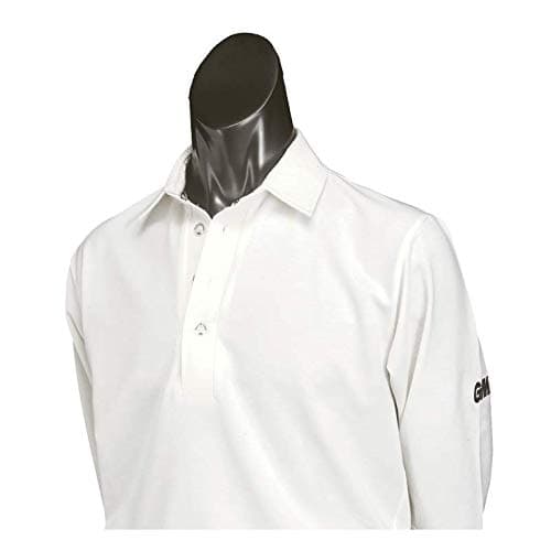 Image of Gunn & Moore GM Men's Maestro Cricket Shirt, Super Lightweight, Quick Drying, White, Sizes XS Junior to 3XL