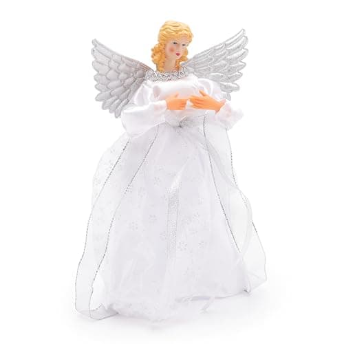 Image of Christmas Concepts® 300mm (12") Traditional Tree Top Angel - Christmas Tree Topper Decoration - Gold Or Silver (Silver)