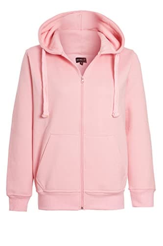 Image of imporio 11® Women Ladies Plain Oversized Hoodie Top With Zip Hoodies Sweatshirt Top Jumper Fleece Jacket Hoodies UK 8-20 (X-Large UK 16-18, Baby Pink)