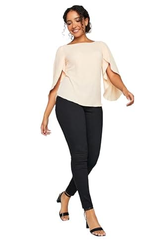 Image of M&Co Light Pink Long Angel Sleeve Blouse - Women's