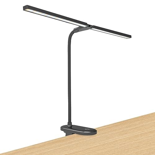 Image of deaunbr LED Reading Light with Clip, Desk Lamp 48 LEDs 2600mAh Battery USB Rechargeable Book Lights Stepless Adjustable Brightness Eye Protection Table Lamps for Bed Headboard, Home, Office - Black