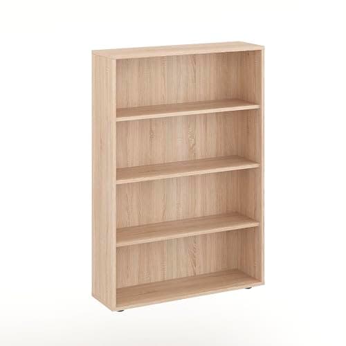 Image of Komto Sonoma Oak Bookcase – 4 Tier Bookshelf, Open Storage Shelving Unit for Bedroom, Living Room, Home Office and Dining Room | Lumo 80 x 120 x 24 cm (WxHxD)
