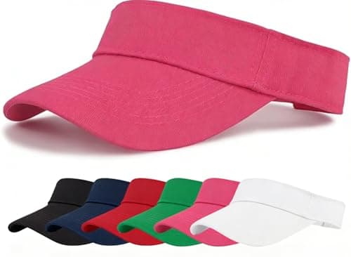 Image of Zando Sun Visors for Women Adjustable UV Protection Golf Visor Hat Lightweight Empty Top Cap for Tennis Running Beach, Ponytail Sports Headband with Breathable Sweatband, Pink, One Size