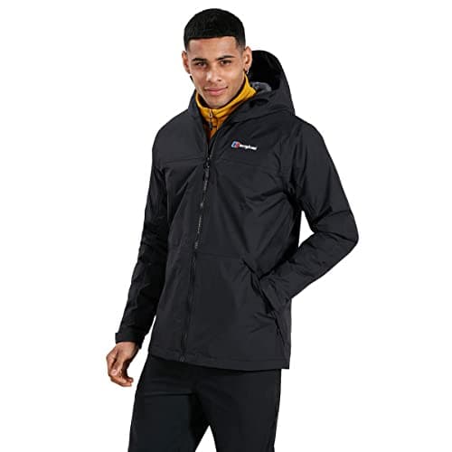 Image of Berghaus Men's Deluge Pro Insulated Waterproof Shell Jacket | Adjustable | Durable Coat | Rain Protection, Black, XL