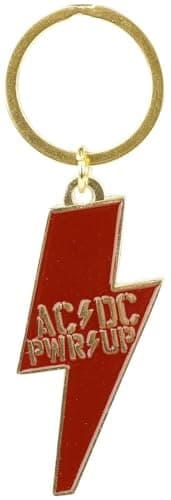 Image of AC/DC PWR UP Logo Keychain, Metal, Red, Men's Gift