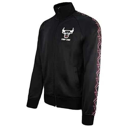 Image of Mitchell & Ness NBA Chicago Bulls Zip Up Black Mens Track Jacket TRJKDA18017 CBUBLCK1