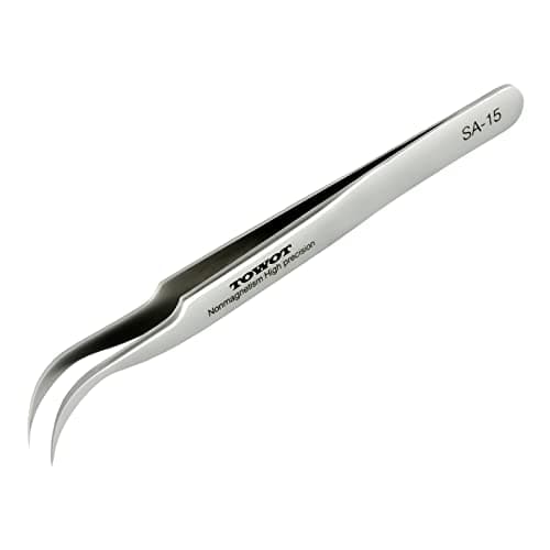 Image of Eagle Beak Stainless Steel Tweezers for Craft, Electronics, Soldering, Jewelry-Making - Non-Magnetic Curved Tweezers by TOWOT