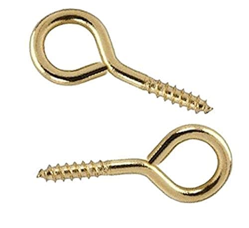 Image of Merriway BH02312 (20 Pcs) EB Picture Mirror Frame Screw Eye, 19mm (3/4 inch) Brass Plated - Pack of 20 Pieces