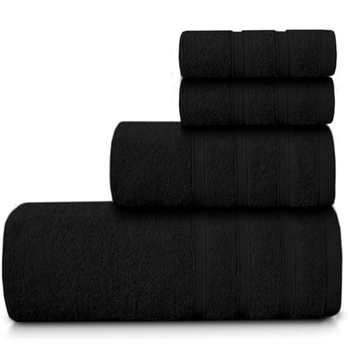 Image of Casabella 100% Egyptian Cotton Towel Bale - 8 Pieces - 550 Gsm Xlarge Sizes_Black_4 Pieces Set