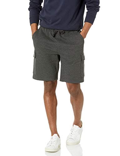 Image of Amazon Essentials Men's Fleece Cargo Shorts, Charcoal Heather, L