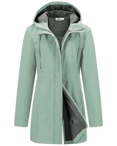 Image of Outdoor Ventures Softshell Jacket Ladies Rain Jacket Functional Rain Coat Windbreaker Waterproof Hiking Jacket Breathable Outdoor Jacket with Hood for Spring Fall Winter China Green L