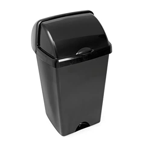 Image of Addis 50L Roll Top Kitchen Bin – Large Black Waste & Recycling Bin with Stay-Open Lid, Space-Saving Design for Under Worktops, Easy Clean, Made in the UK