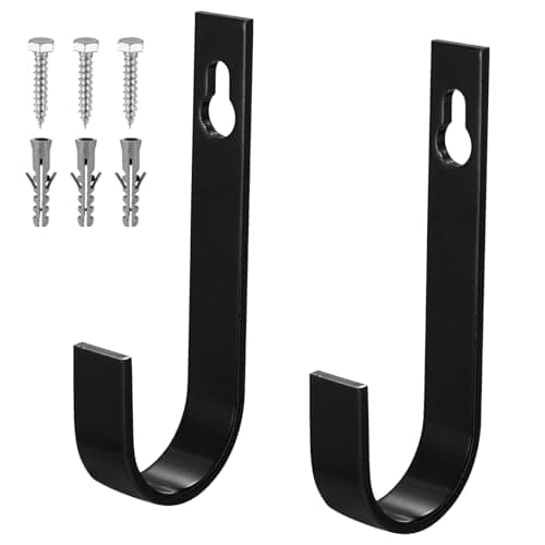 Image of 2 Pcs Garage Hooks for Hanging Heavy Duty Hooks, Garage Wall Hooks, Ladder Hooks for Hanging, Ladder Storage Hooks, Garage Hanger Brackets for Chair Hose Garden Tool Storage Hooks(140mm/5.5")