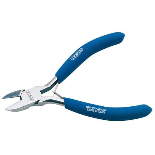 Image of Draper 110mm Diagonal Side Cutter Pliers| Textured Grips Hand Tools | Carbon Steel Cutting Tool | Double Leaf Springs | Hardened Jaws and Cutting Edges | 60743