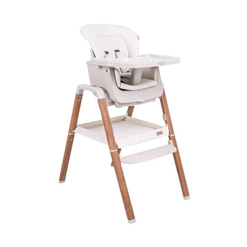 Image of Tutti Bambini Nova Highchair - 7-in-1 Portable High Chair, Baby Chair with Feeding Tray, Washable Seating & Travel Bag, Folding High Chairs for Babies (Scandinavian Walnut/Ecru)
