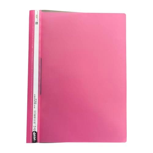 Image of JMS we create smile (Pack of 25) A4 Pink Project Report Folder Files with Transparent Cover – Paper Document Organiser Plastic Folder for School, Office, and Home Use Stationery