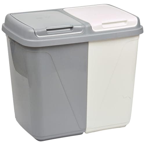 Image of URBNLIVING 60L Double Kitchen Recycling Laundry Duo Bin Garbage Under Cabinet Trash Can (60L-Grey and White)