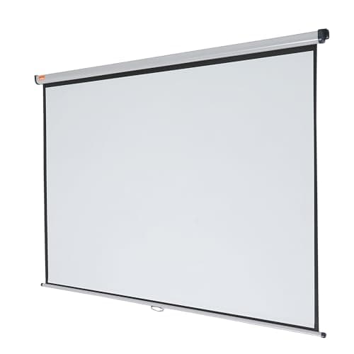 Image of Nobo Wall & Ceiling Mount Projection Screen, Portable Lightweight Hanging Matte White Projector Surface, Wide Screen, Adjustable Height, Manual Pull Down, 2350x1760mm, 1902394
