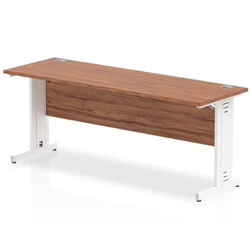 Image of Dynamic Office Solutions Impulse 1800mm Slimline Desk Cable Managed Leg Walnut White