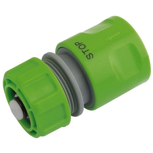 Image of Draper 1/2" Garden Hose Connector | Water Stop Feature | Multifunction Universal Gardening Accessory | Quick Fitting | Watering Connection | 25902, Green