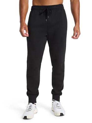 Image of Reebok Apparel Mens Motion Core Fleece Motion Jogger, Standard Fit, 30” Inseam, Midweight Cotton-Poly Fleece Blend Fabric, Black, Large