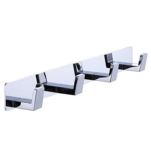 Image of BOOKARROW 4 Bathroom Towel Hooks, Chrome Wall Mount Screw Fixed Door or Robe Hook, Coat Hanger Rack in Bedroom or Kitchen 410