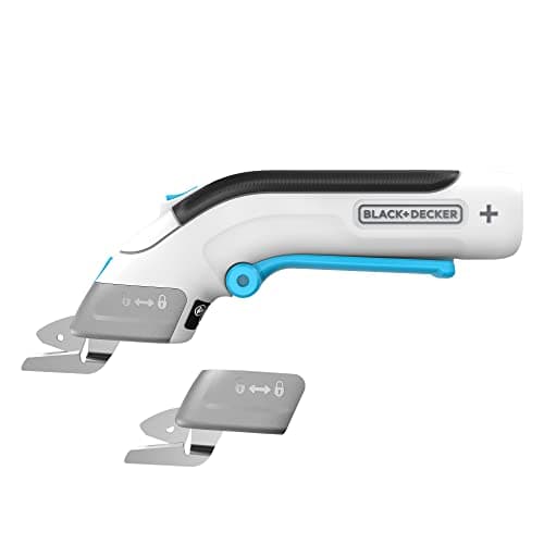 Image of BLACK+DECKER Powered Scissors 3.6v, Extra Long Trigger, LED Light, Ultra-Ergonomic Design, 1.5Ah Battery, USB Charging, Includes 2 Cutting Blades BCSC115-XJ