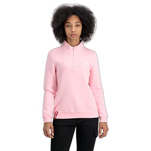 Image of Alpha Industries Women's Half Zip SL Sweatshirt for Ladies, Pastel Pink, XL