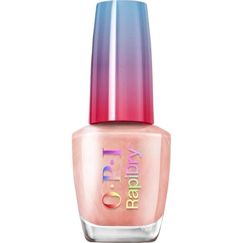 Image of OPI RapiDry™ Quick-Dry Lacquer - Stun n' Done Peach Shimmer Nail Polish - Vegan, Fast Drying & Smudge-proof in 60 Seconds (9ml)