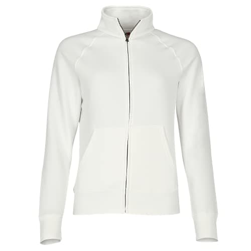 Image of Fruit of the Loom Lady-Fit Fleece Sweatshirt Jacket with Covered Zip White M
