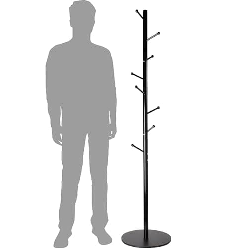 Image of Buystarget Metal Coat Rack Tree 8 Hanging Pegs/Hooks Premium Steel Standing Coat Hook Stand Hanger for Hallway Hats Hand Bags Umbrellas Clothes Multifunctional Home Office Bedroom 171cm