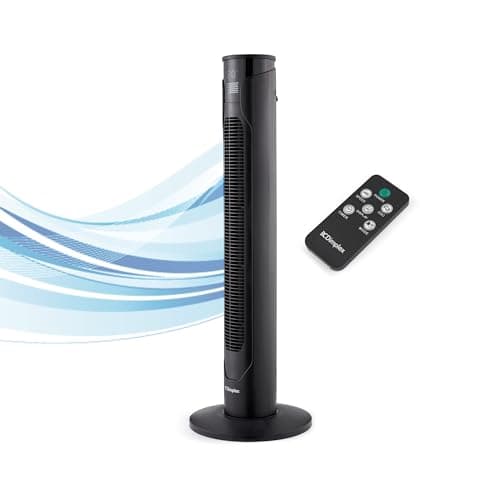 Image of Dimplex DXACF Tower Fan with Remote Control, Quiet Cooling for Bedroom & Office, 3 Speeds, 4 Modes, 65° Oscillation, LED Display, 12Hr Timer, Room Temperature Monitor - Anthracite
