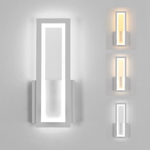 Image of Osairous LED Indoor Wall Light, 16W 1800LM White Modern Acrylic Wall Light, 3000K/4500K/6500K for Bedroom, Living Room, Hallway, Staircase, 32 cm