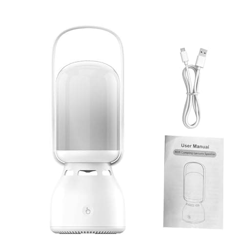 Image of Naroote RGB Camping Lantern with BT Speaker, Portable Outdoor Tent Light, 11 Color Changing Modes 1800mAh Rechargeable Battery Light, Ideal for Home Party Travel Camping (Z15RGB-White)