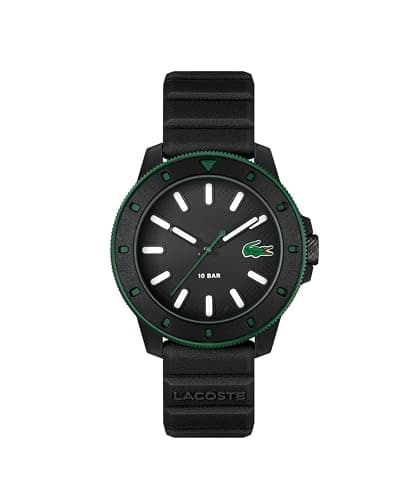 Image of Lacoste Three Hand Quartz Movement Watch for Men LACOSTE.12.12 Scuba Collection with Black Silicone Bracelet - 2011412