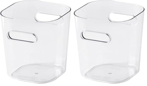 Image of SmartStore Mini Storage Container 0.6 L | Clear | Kitchen, Bathroom, Office, Pantry, Fridge Organizer | Bin with Handles | Food Safe and BPA Free | 10 Year Guarantee | L9.5 x W9.5 x H10.5 cm