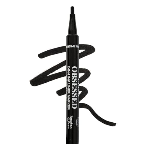 Image of Palladio 2 in 1 Eye Liner Marker, Water Resistant Paddle Tip Liner, Bold Black Eyeliner Marker Pen, Thick or Thin Line, Quick Drying, 14 Hour All Day Wear, Flawless Finish, Black