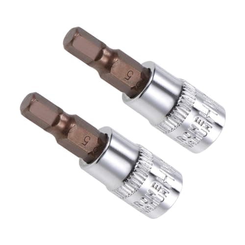 Image of CoCud Hex Bit Socket, Metric H5 (5mm) Bit 1/4" Drive 1.5" Long, S2 Alloy Steel Heat Treated CR-V Socket - (Applications: for Fastener Application), 2-Pieces